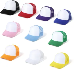 10 PCS Sublimation Blank Trucker Hats, Plain Trucker Cap Foam Front High Crown Mesh Back Trucker Hat, DIY Custom Baseball Caps Bulk Adjustable Snapback for Men Women