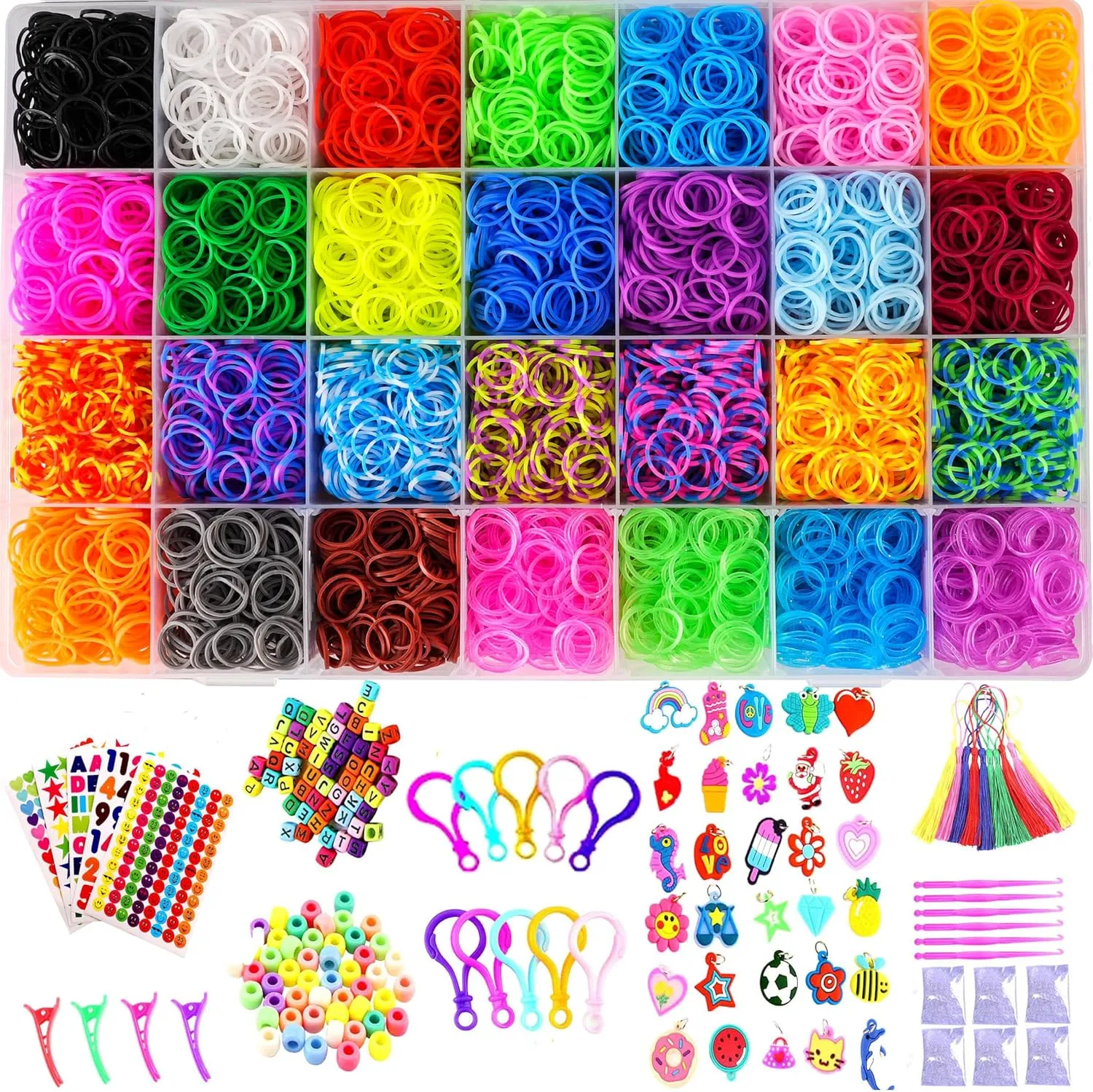 12080  Loom Bands Kit, Rubber Bands for Bracelet Making Kit, DIY Art Craft Loom Bracelet Kit,2025 Creativity Birthday Gift Ideal Christmas Gifts