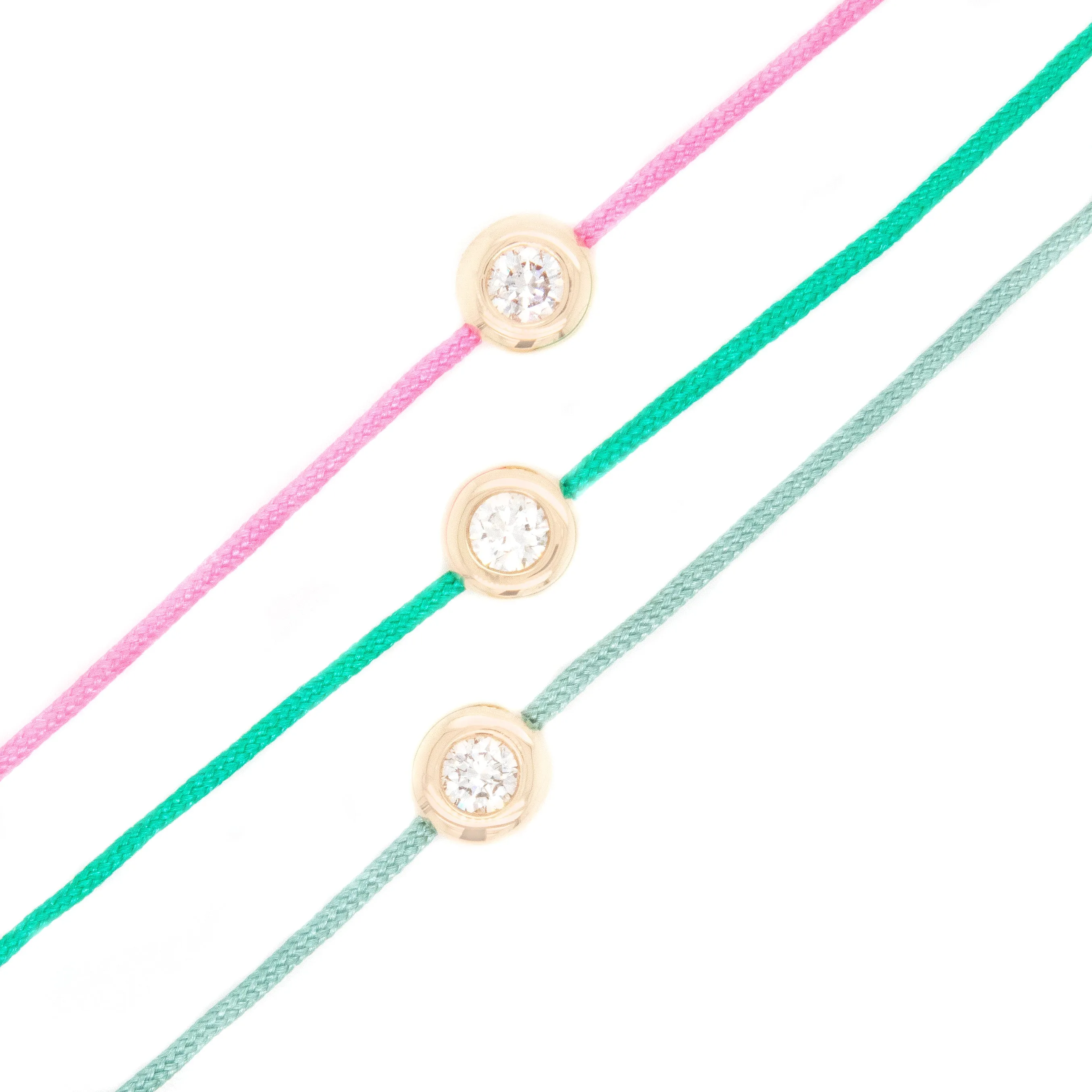 14k Gold Bezel Set Diamond on Cord