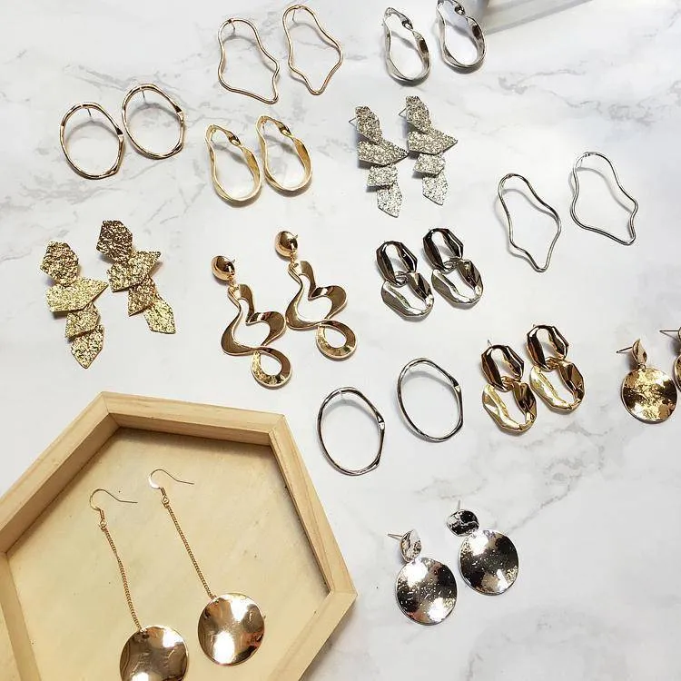 19 Styles, Geometric Minimalist Earrings Gold / Silver