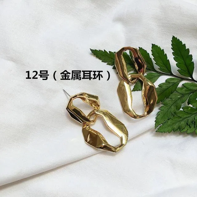 19 Styles, Geometric Minimalist Earrings Gold / Silver