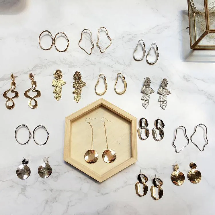 19 Styles, Geometric Minimalist Earrings Gold / Silver