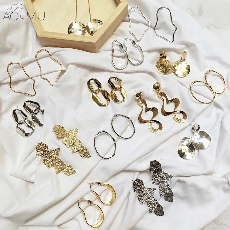 19 Styles, Geometric Minimalist Earrings Gold / Silver