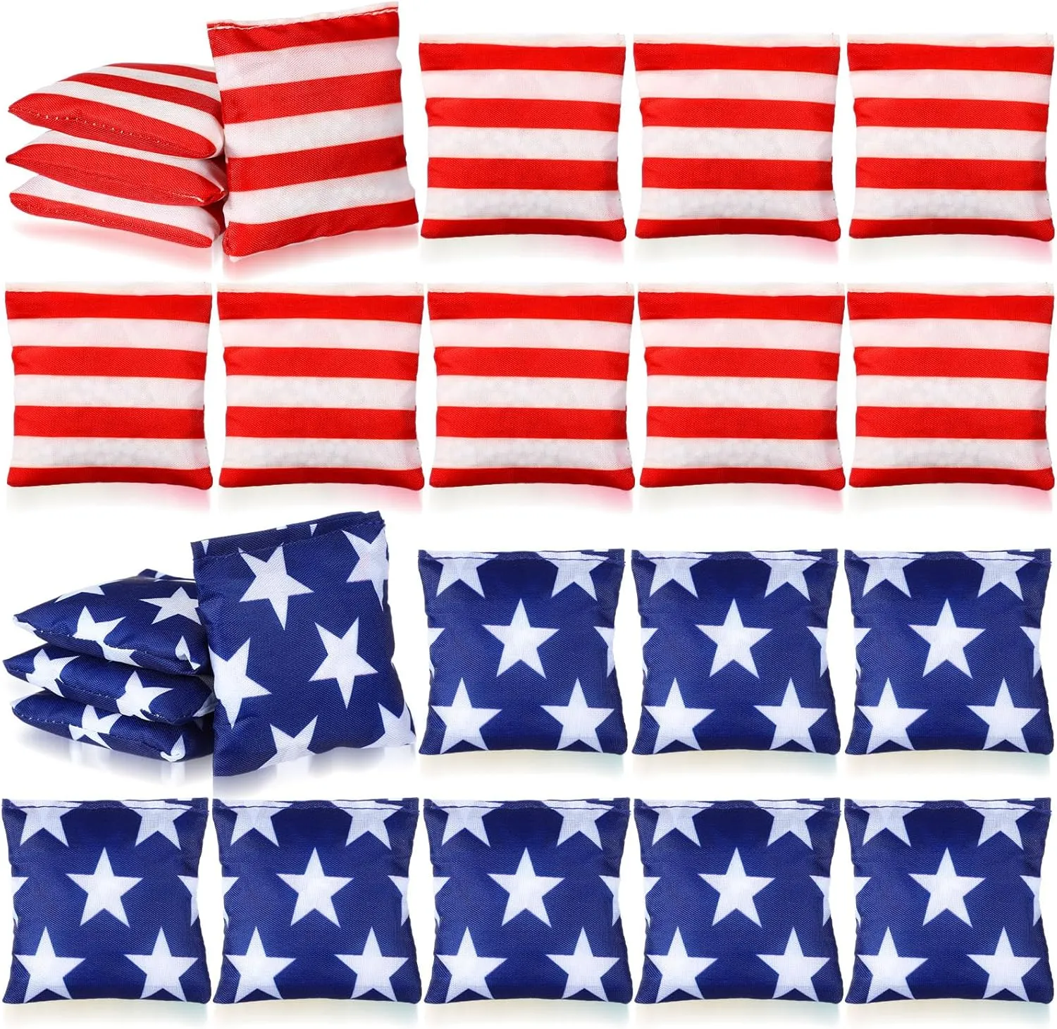 24 Pieces Mini Cornhole Bags Nylon Toss Bean Bags Filled Dual Sided Tossing for Outdoor Family Games Hand Toss Games Party Supply, 2 Styles