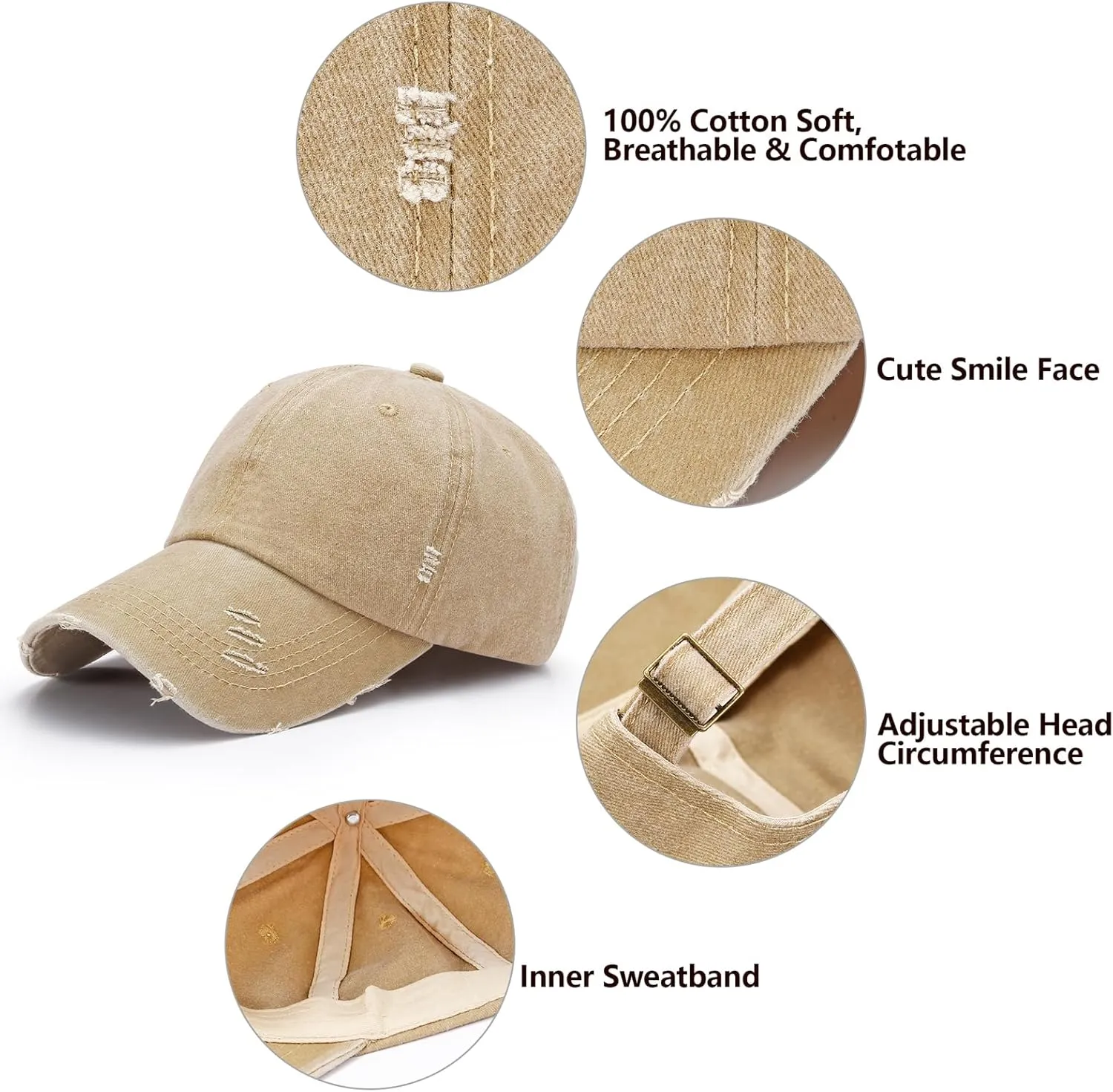 3 Pack Washed Plain Baseball Cap Vintage Distressed Low Profile Cotton Dad Hat Adjustable for Women Men