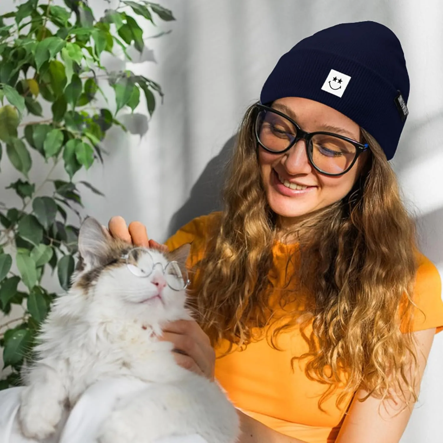 American Trends Beanie for Men Women Soft Winter Beanie Hat Cute Smiley Face Knit Hat Warm SmileyWorld