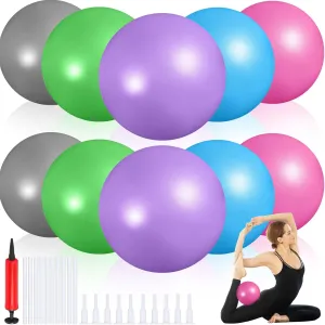 Aoriher 10 Pieces 9 Inch Exercise Pilates Ball Yoga Therapy Core Ball for Yoga Stability Barre Training Stretching Physical Posture Training Gym