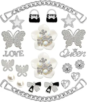 Bling Shoe Charms for Women,Girly Golden Chains for Clog Sandals,Rhinestones Bling Chain Charms Cute Designer DIY Shoe Accessories Decoration Jewels Party Favors