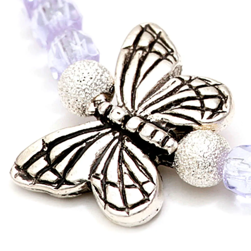 Butterfly Charm Faceted Glass Bead Bracelet
