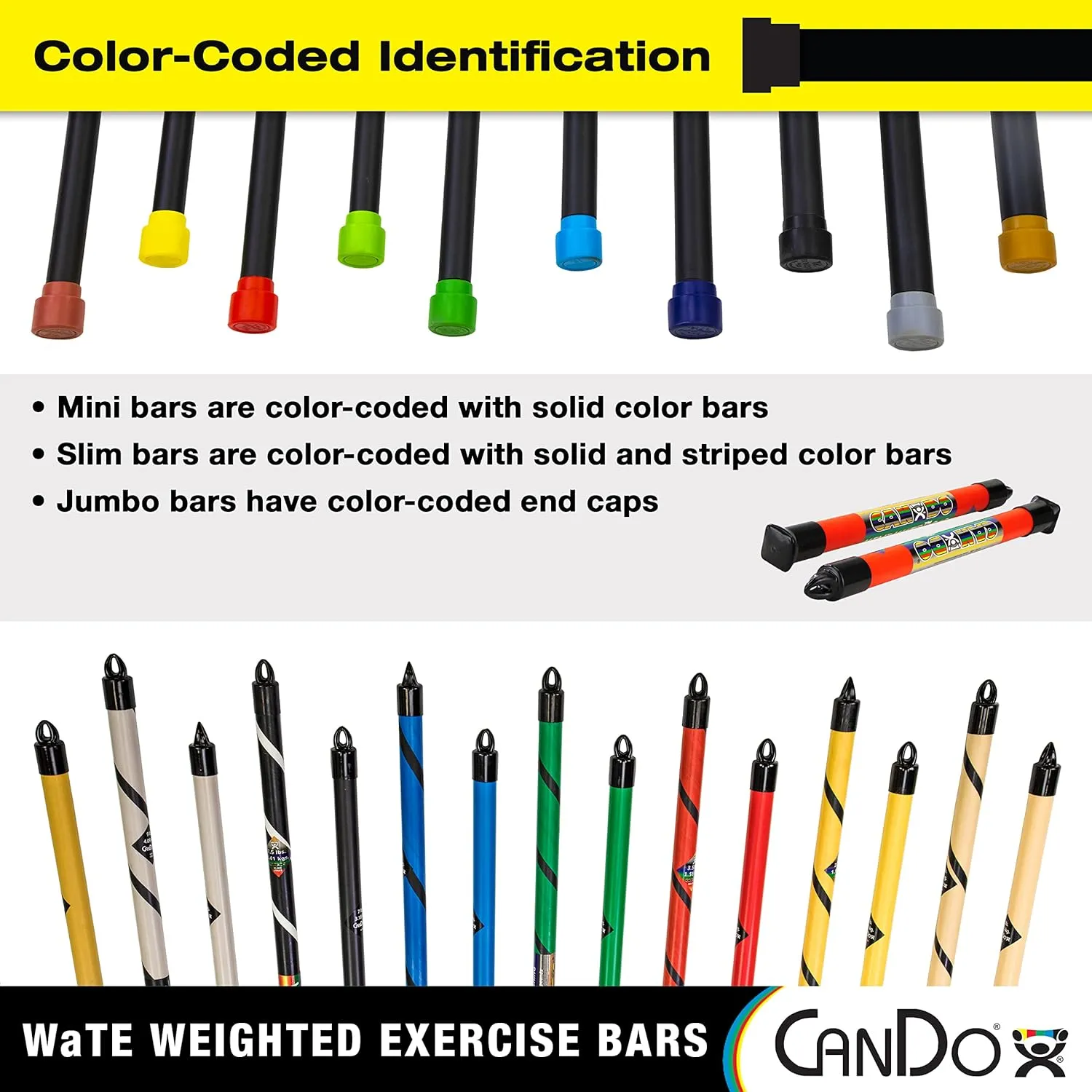 CanDo Jumbo WaTE Bar 12.5lb Green, Total Body Workout Weighted Exercise Bar for Strength Training, Toning, and Physical Therapy