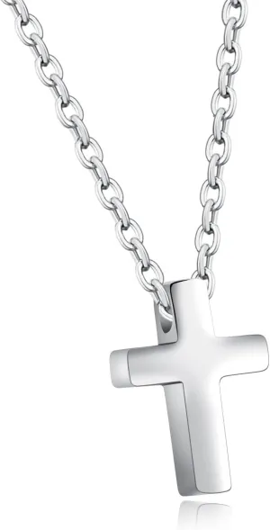 Children Stainless Steel Small Cross Pendant Necklace Security Hypoallergenic, 16" Chain