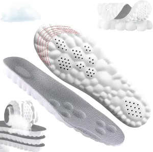 Cloud 4D Orthopedic Insoles for Men & Women - Plantar Fasciitis, Sports Shoes, Anti Fatigue, Shock Absorption, Foot Pain Relief (Gray, 8-11)