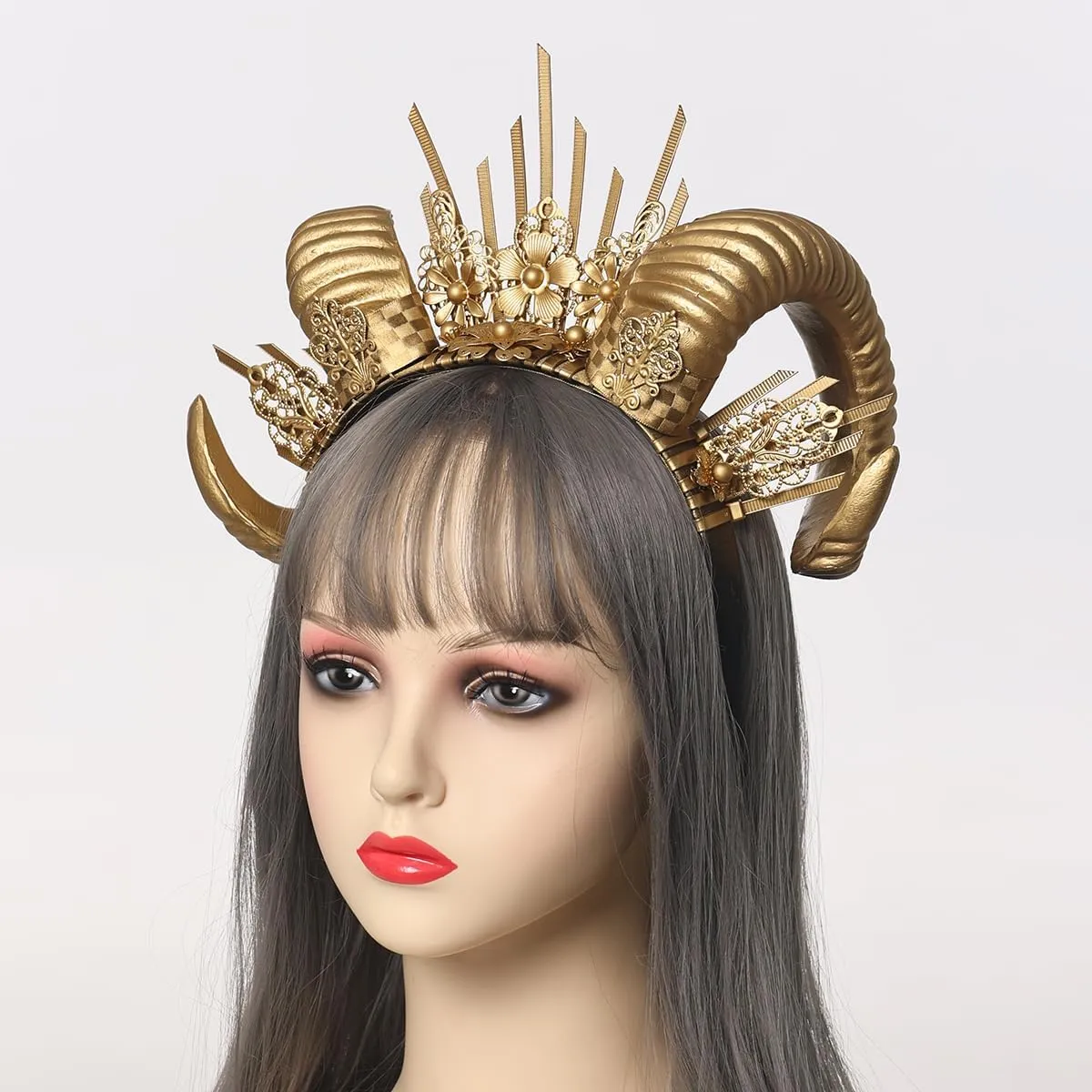COSDREAMER Women Halo Crown Headband Gold Spiked Zip Tie Halo Crown Sunburst Headband