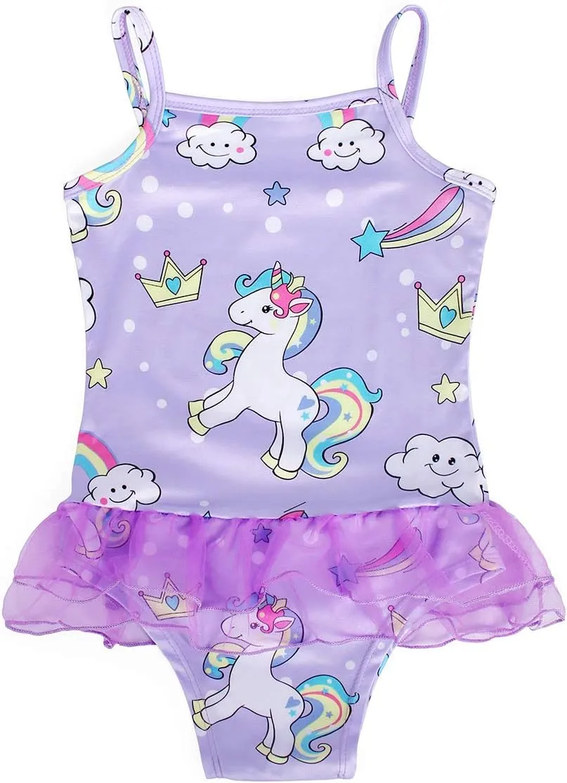 COTRIO Girls Swimsuit Mermaid Bathing Suit Toddler Kids Rainbow Unicorn Swimwear One-Piece Tankini Swimming Suits