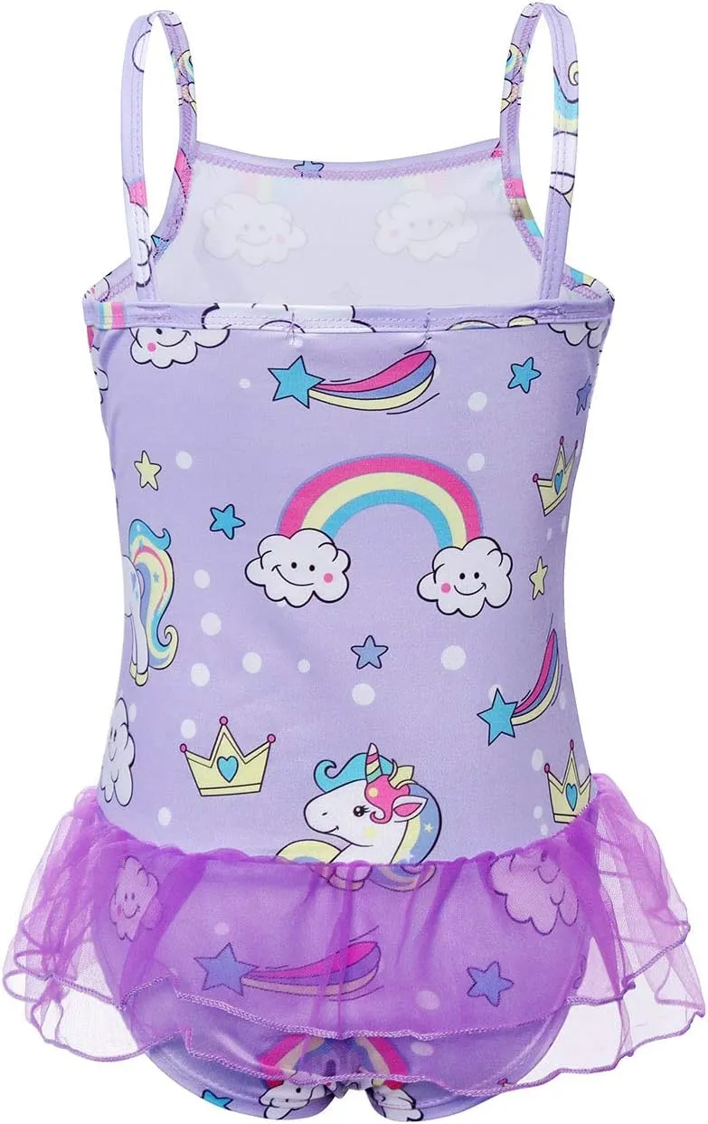 COTRIO Girls Swimsuit Mermaid Bathing Suit Toddler Kids Rainbow Unicorn Swimwear One-Piece Tankini Swimming Suits