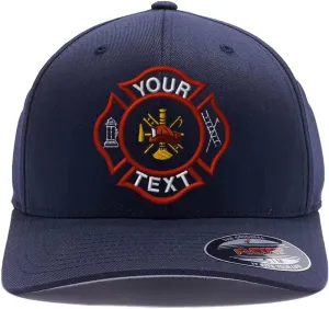 Custom Embroidered Firefighter hat. Flex Baseball 6277/6477 Baseball Cap. Firefighter Maltese Cross Flex Baseball hat