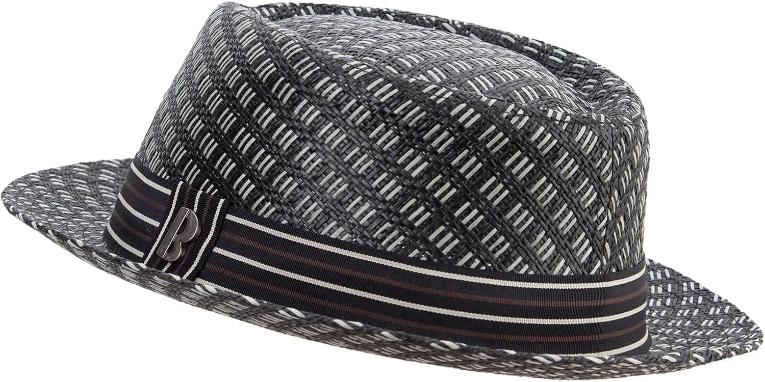 e4Hats.com Big Size Wove Paper Straw Wide Brim Porkpie Upbrim Fedora