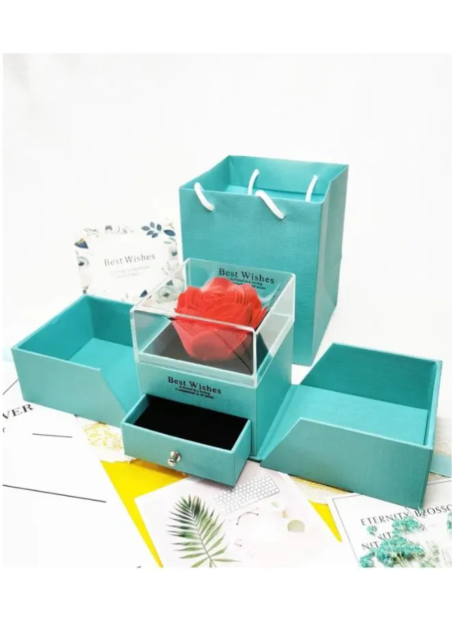 Elegant Blue Jewelry and Keepsake Gift Box: A Treasure Trove of Style and Function(Without Necklace)