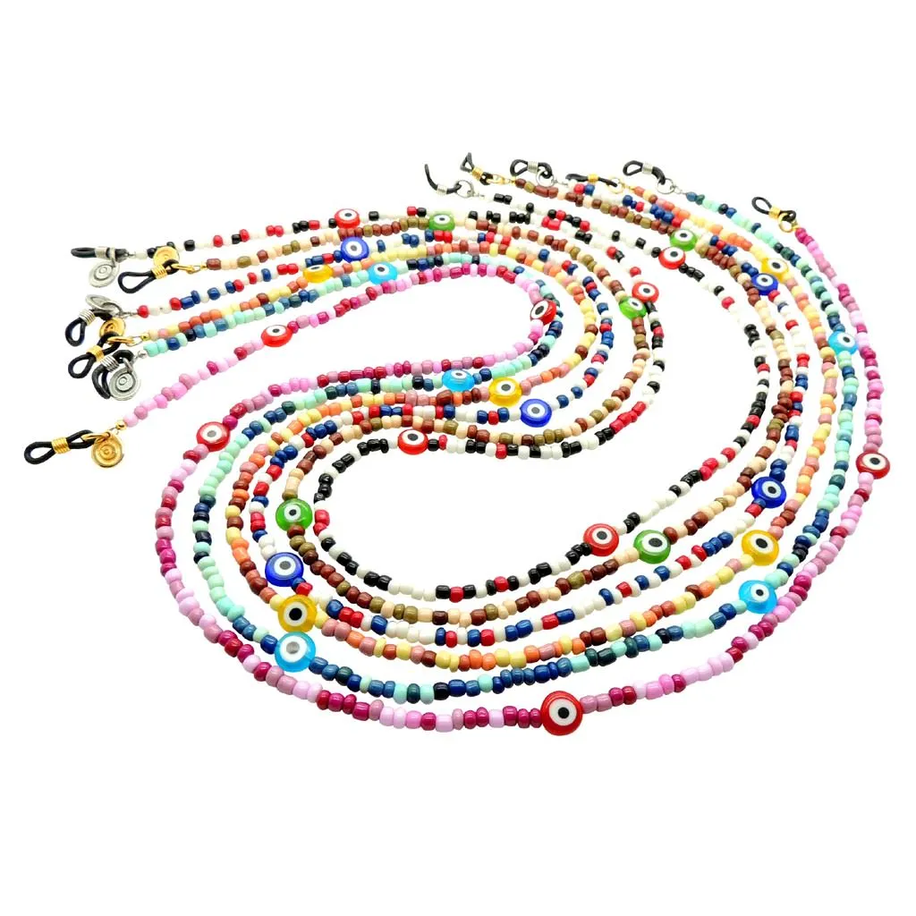 Evil Eye Charm Mixed Beaded Glasses Chain