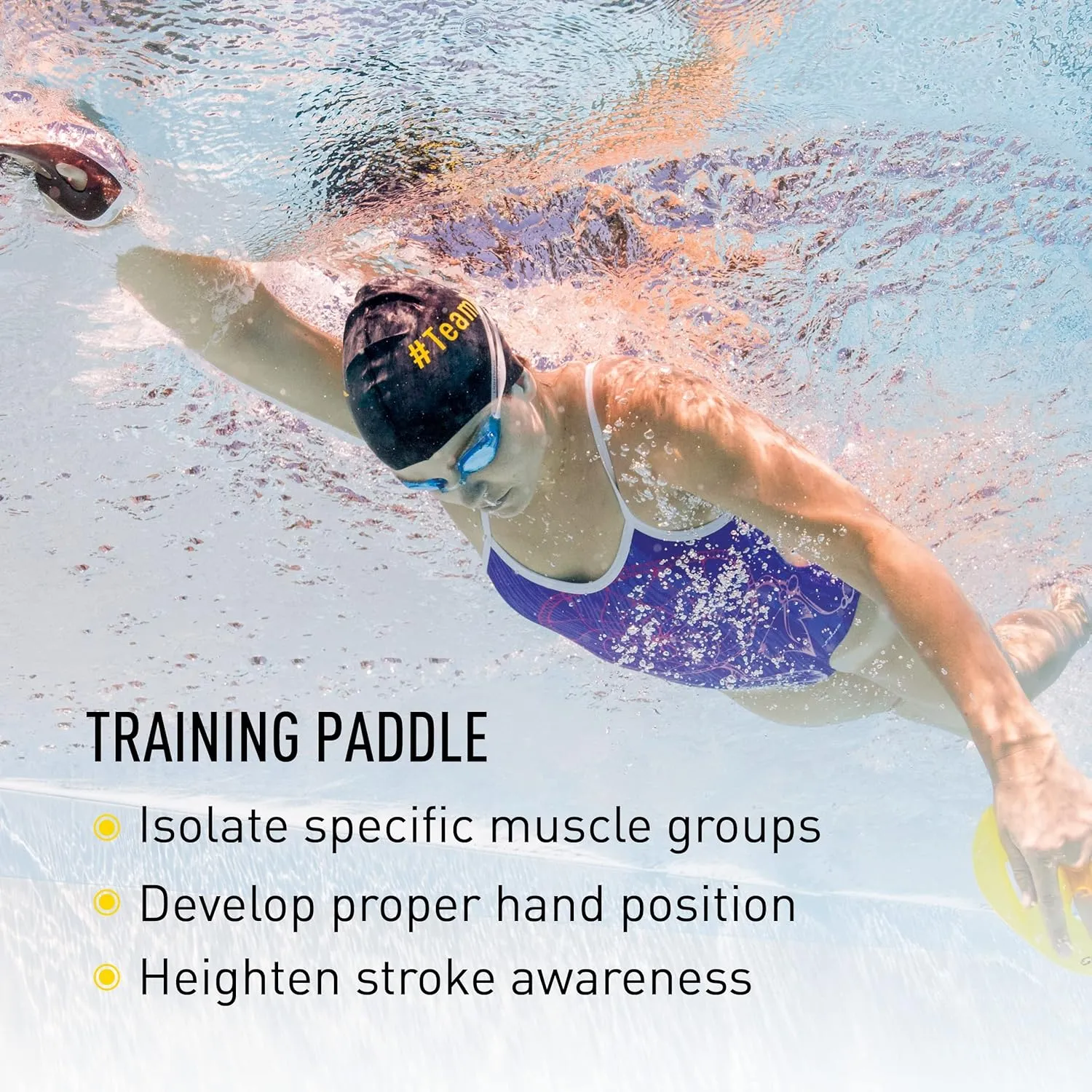 FINIS Iso Swim Training Paddles - Stroke Technique Trainer - Isolates Muscle Groups - Strapless - Black/Gold