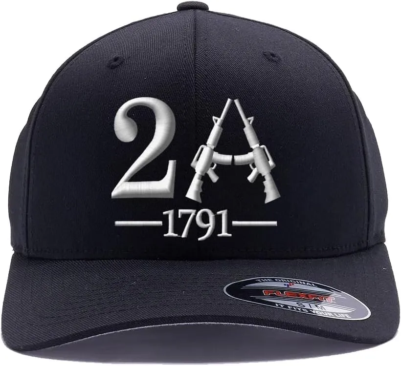 Flex Baseball 2A 1791 and We The People - Protect The 2nd Amendment hat- Custom Embroidered Flex Fitted Baseball Cap