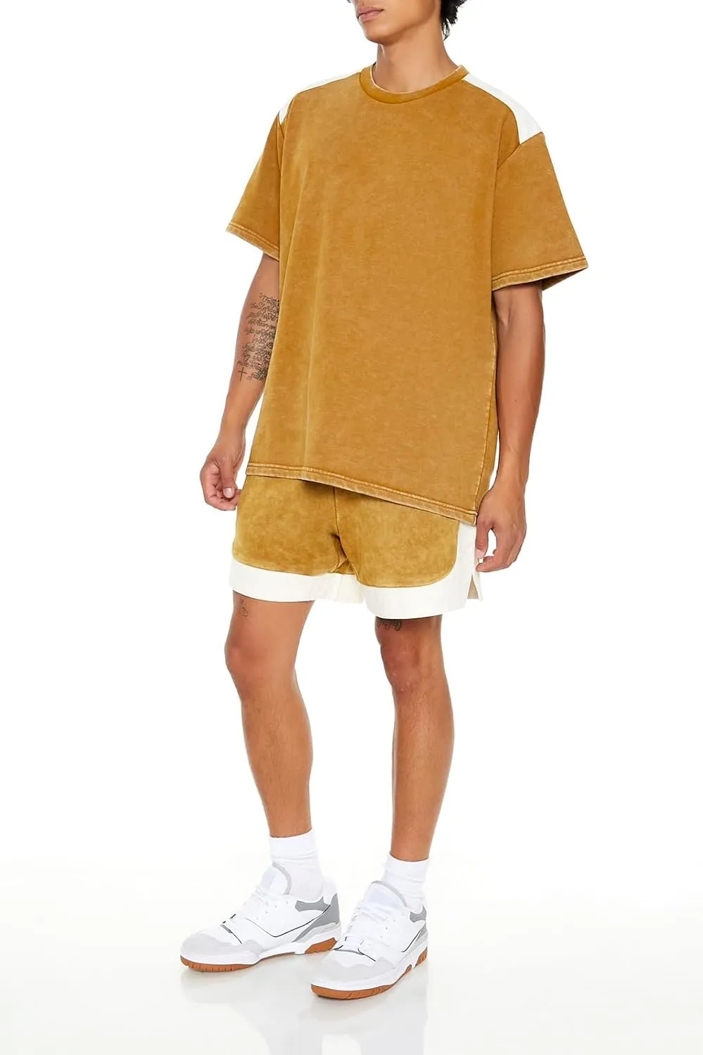 Forever 21 Men's Colorblock Dolphin-Hem Shorts