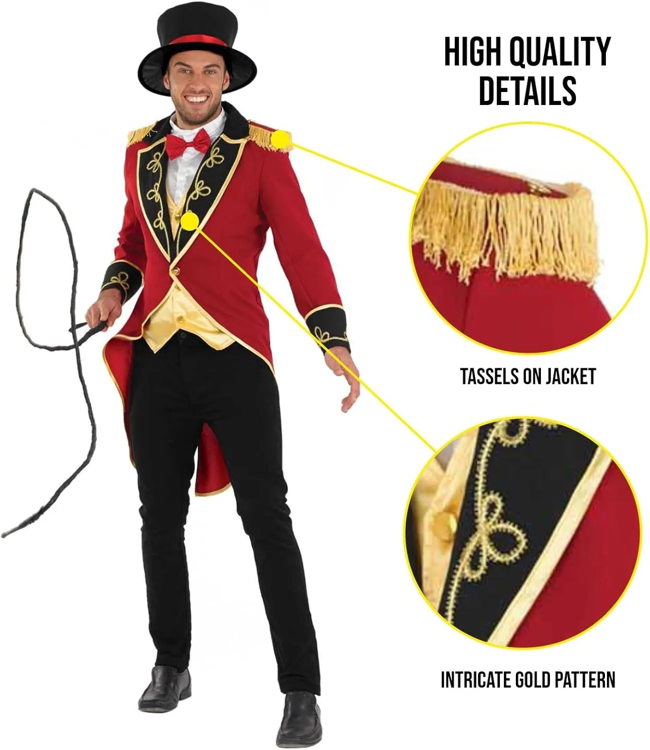 fun shack Ringmaster Costume for Men, Circus Ring Master Outfit, Carnival Costume for Themed Events and Parties