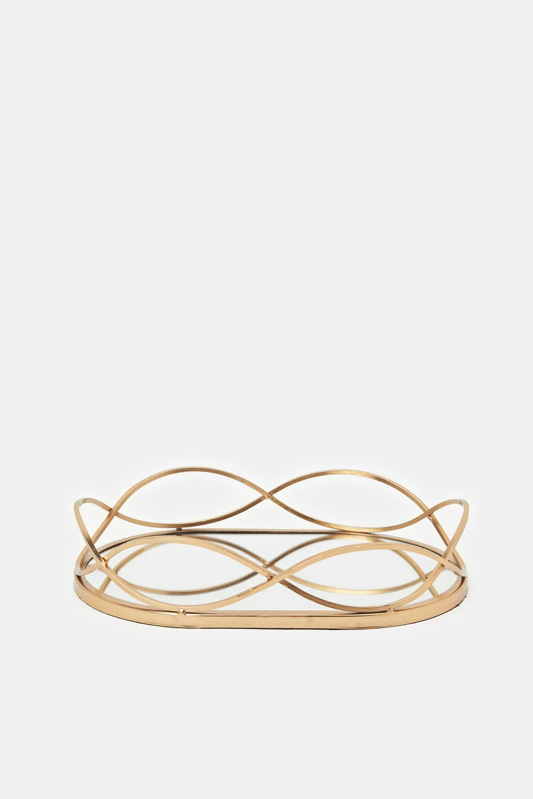 Gold Oval Metal Mirror Tray