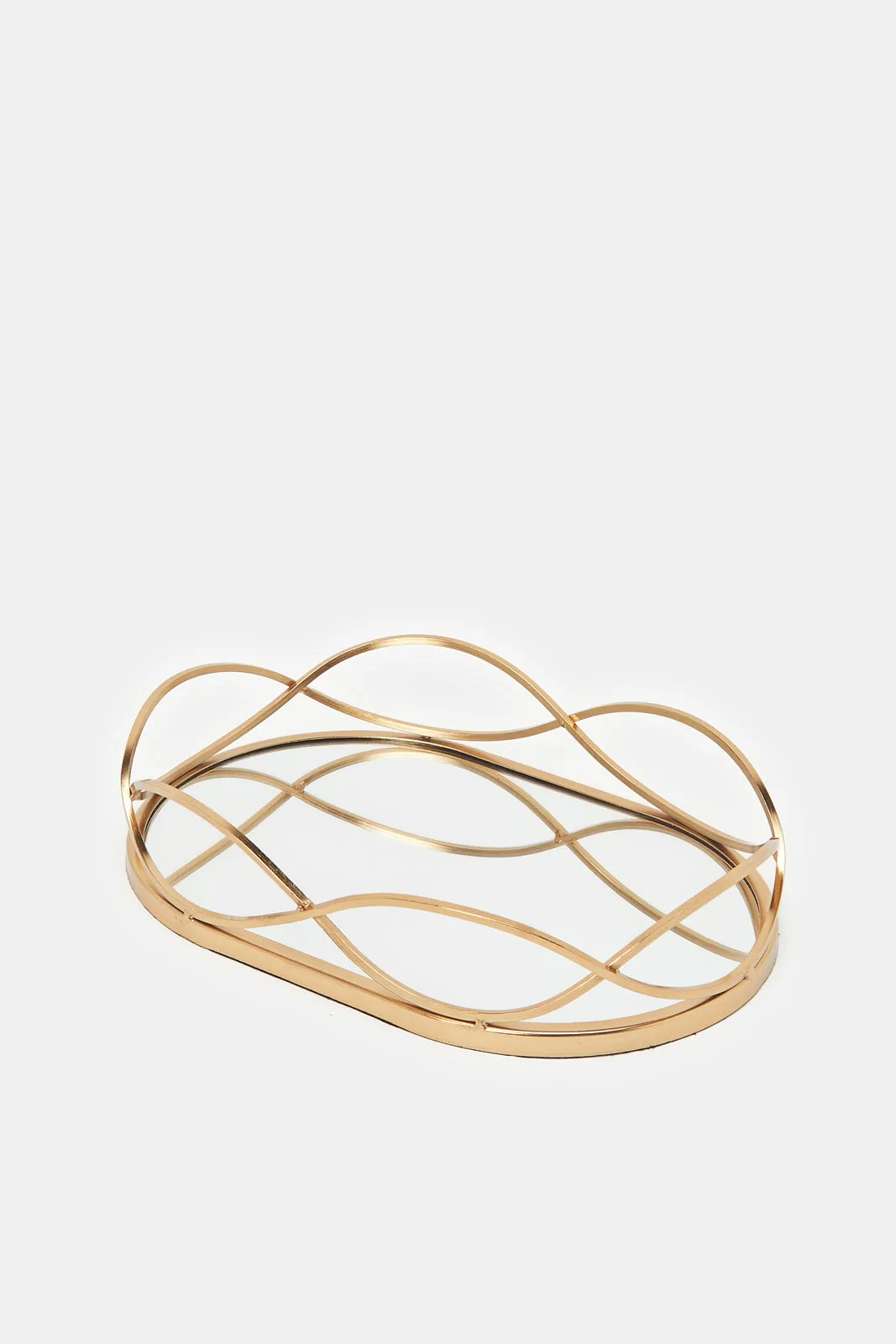 Gold Oval Metal Mirror Tray