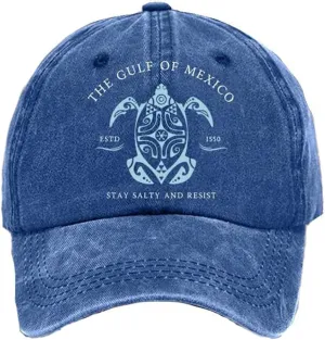 Gulf of Mexico Printed Baseball Cap, Gulf of Mexico Baseball Hats, Resist Hats for Men, Women's Ponytail Hat