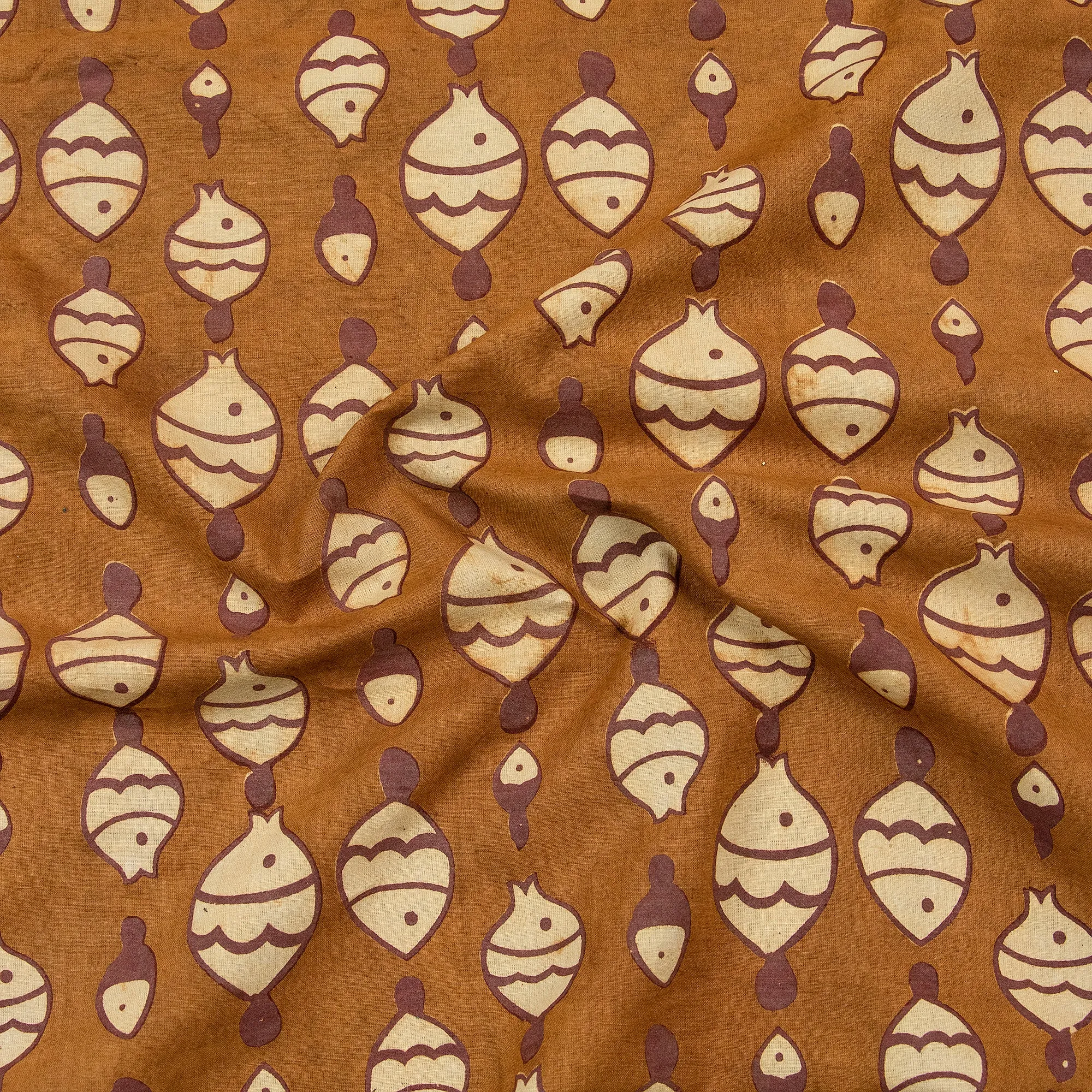 Handmade Fish Printed Cotton Fabric Dabu Print Rajasthan