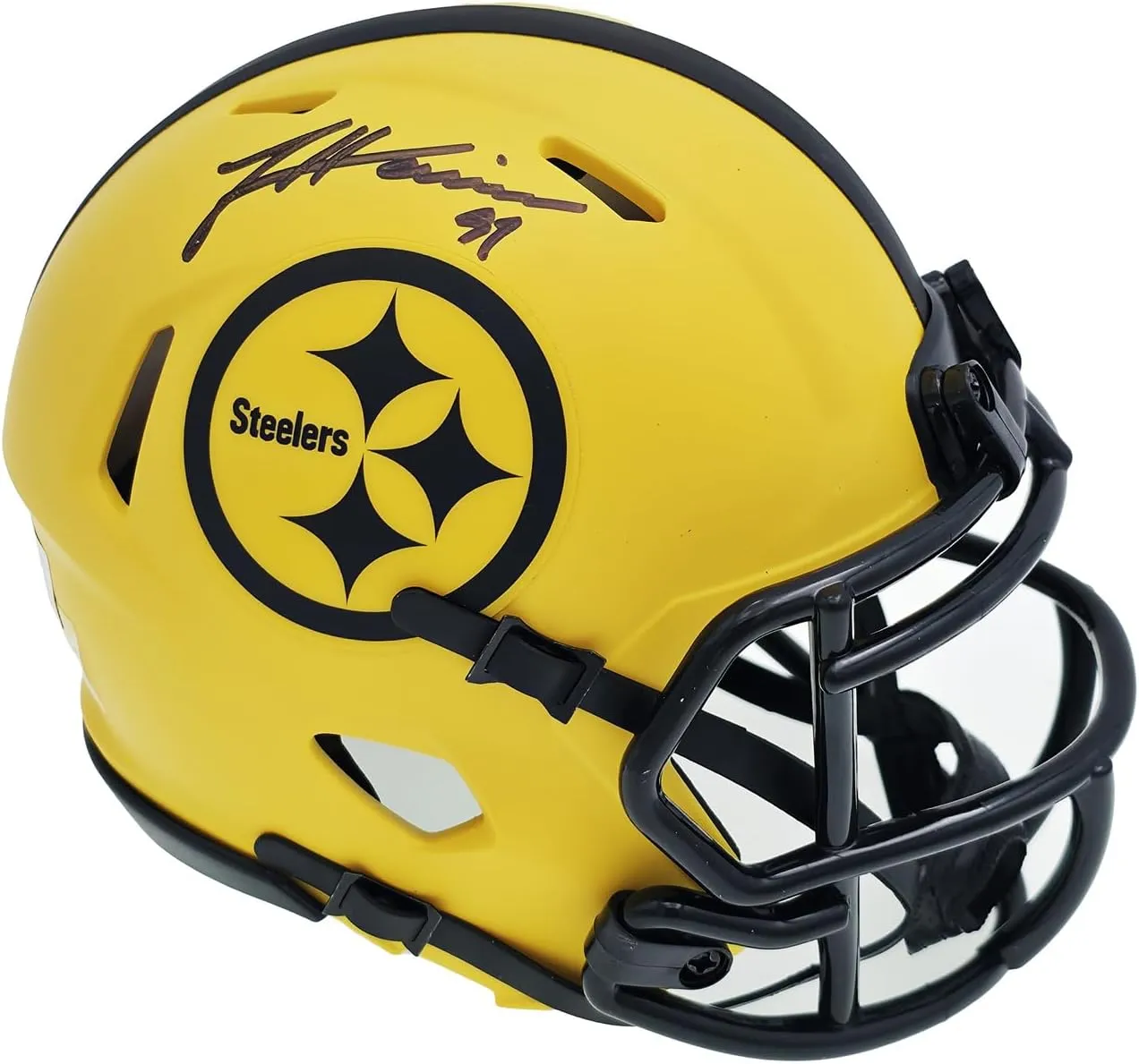 James Harrison Autographed Gold Rave Speed Mini Football Helmet Beckett BAS Witness Stock #241385