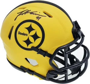 James Harrison Autographed Gold Rave Speed Mini Football Helmet Beckett BAS Witness Stock #241385