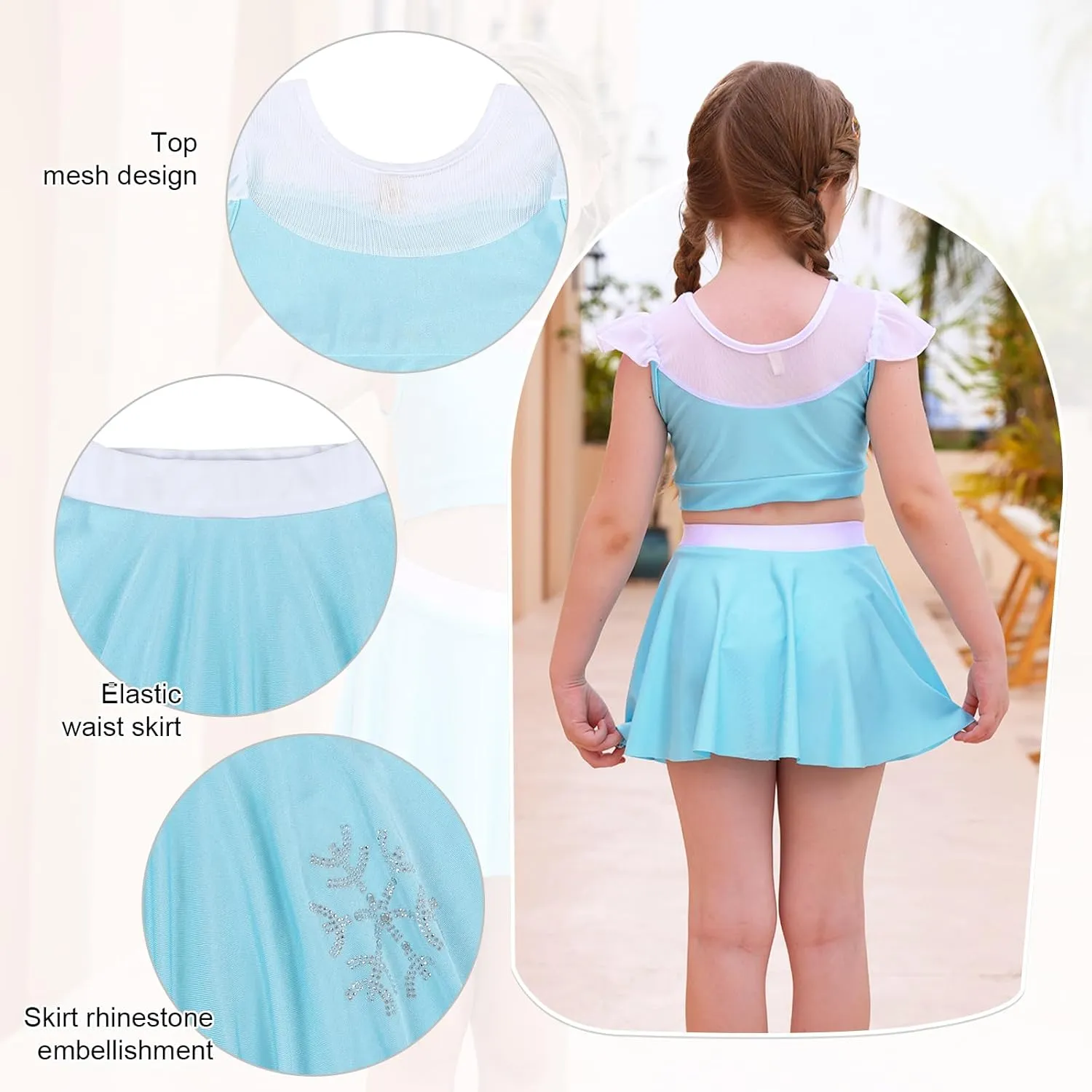 Jurebecia Girls Two Piece Swimsuit Princess Bikini Set Toddle Kids Ruffles Bathing Suit Role Play Swimwear