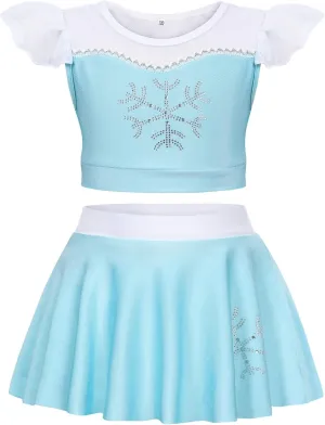 Jurebecia Girls Two Piece Swimsuit Princess Bikini Set Toddle Kids Ruffles Bathing Suit Role Play Swimwear