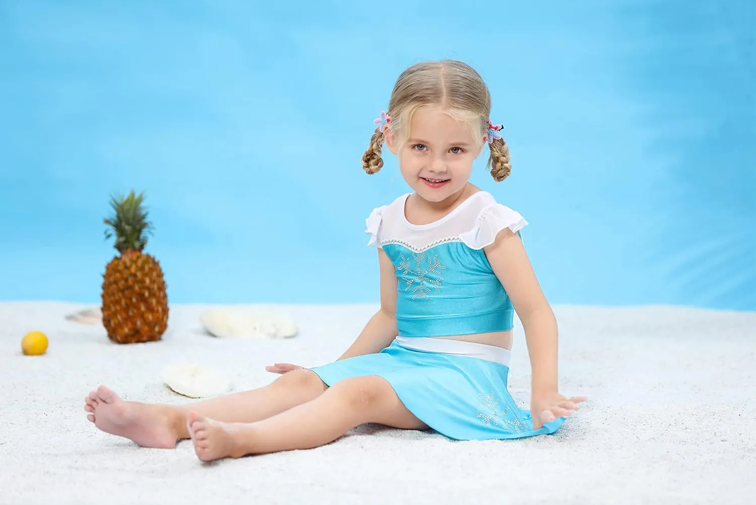 Jurebecia Girls Two Piece Swimsuit Princess Bikini Set Toddle Kids Ruffles Bathing Suit Role Play Swimwear
