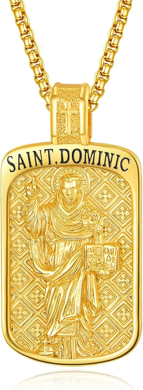 KINGWHYTE St Michael/St Christopher Necklace S925 Sterling Silver Archangel Saint Medals Protect Us Pendant Amulet Jewelry Religious Gifts for Women Men, Rectangle