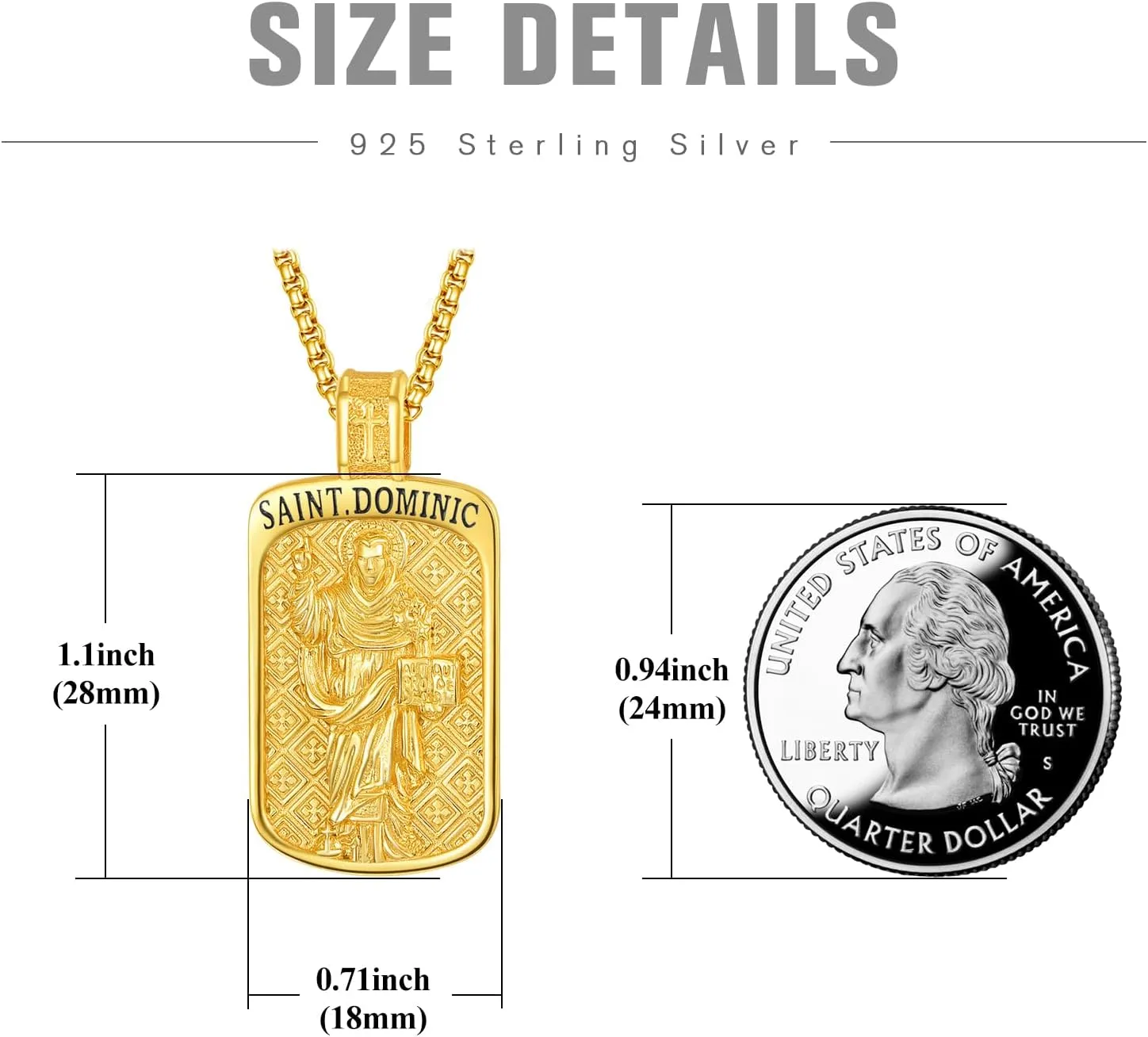 KINGWHYTE St Michael/St Christopher Necklace S925 Sterling Silver Archangel Saint Medals Protect Us Pendant Amulet Jewelry Religious Gifts for Women Men, Rectangle