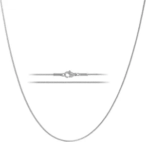 KISPER 24k White Gold Box Chain Necklace ?C Thin, Dainty, White Gold Plated Stainless Steel Chains for Women & Men with Lobster Clasp