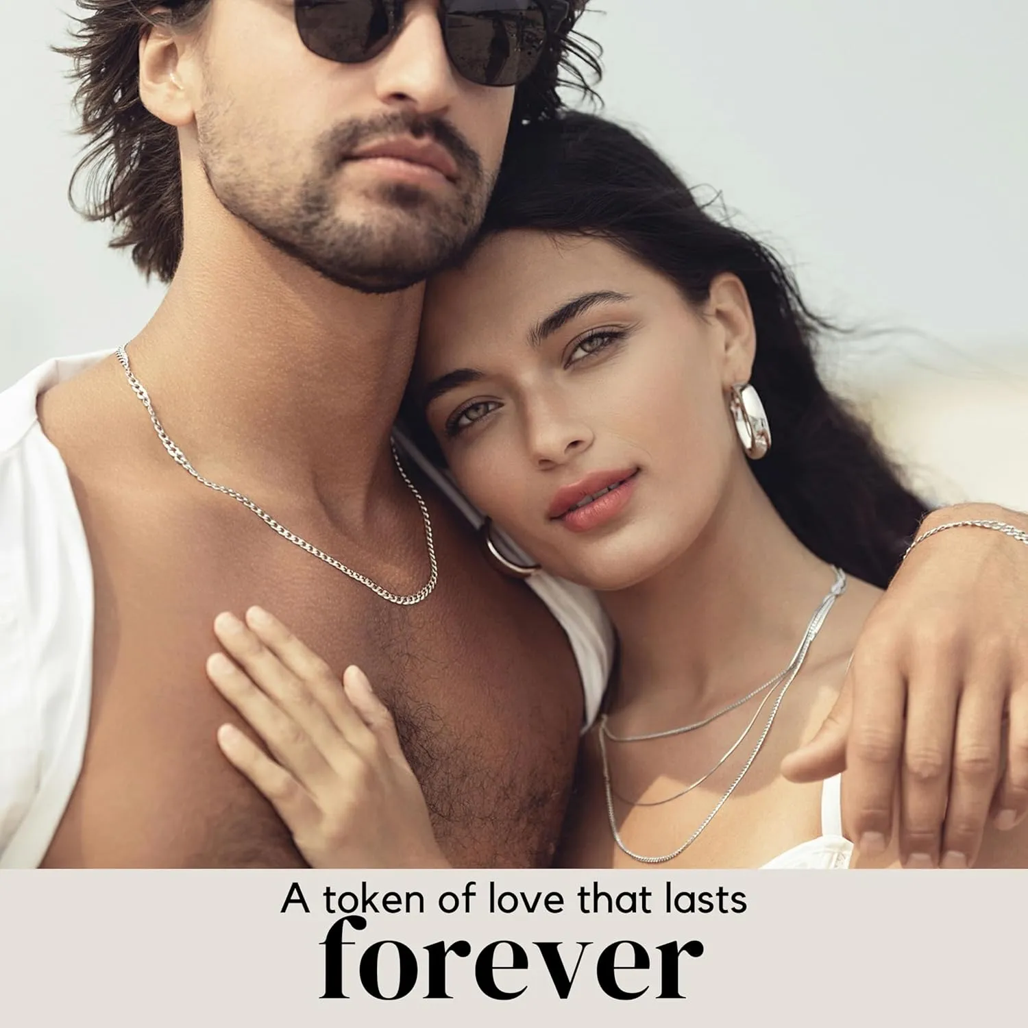KISPER 24k White Gold Box Chain Necklace ?C Thin, Dainty, White Gold Plated Stainless Steel Chains for Women & Men with Lobster Clasp
