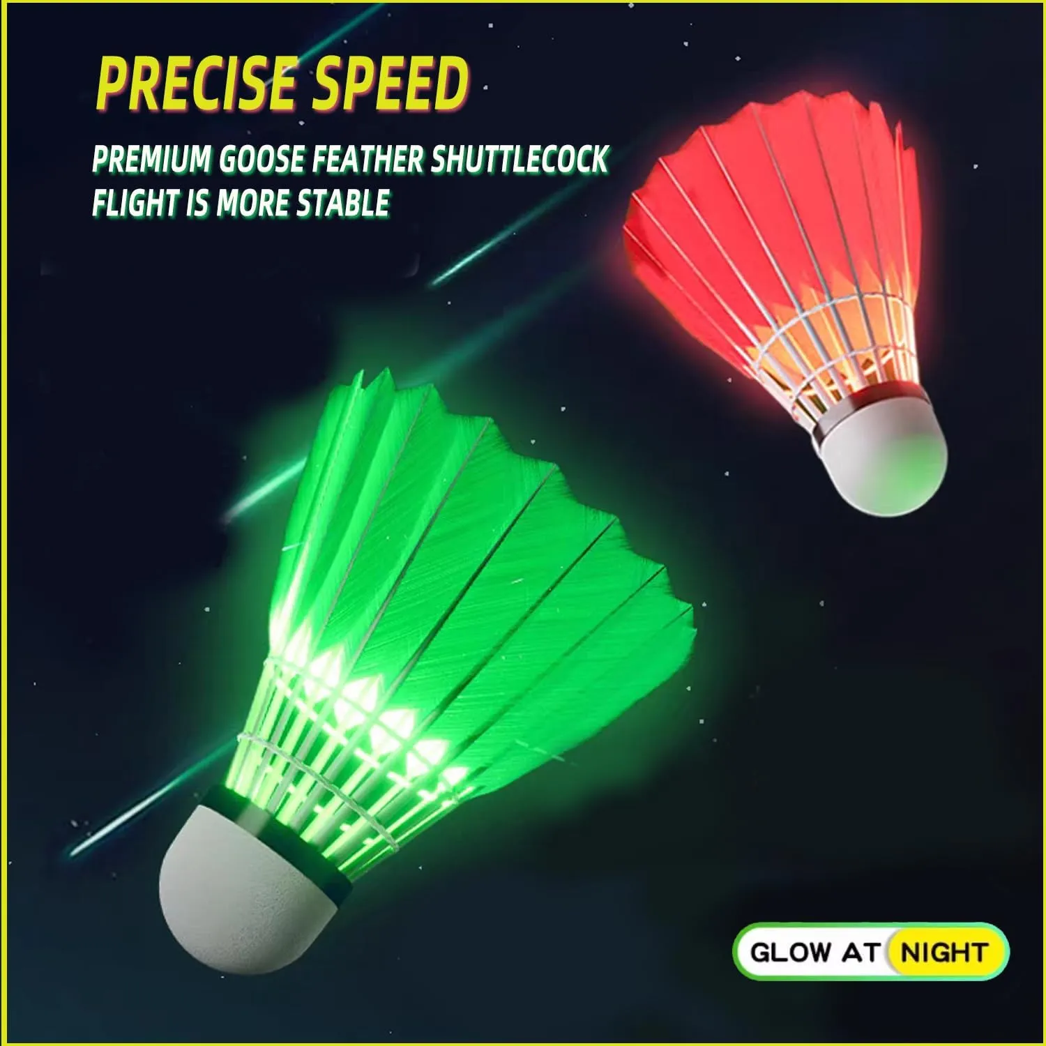 LED Badminton Shuttlecocks,Lighting Birdies,Glow in The Dark Birdie Balls for Baseball Backyards Practice, Light Up Birdies for Outdoor Indoor Sports Activities,Pack of 4/5/6