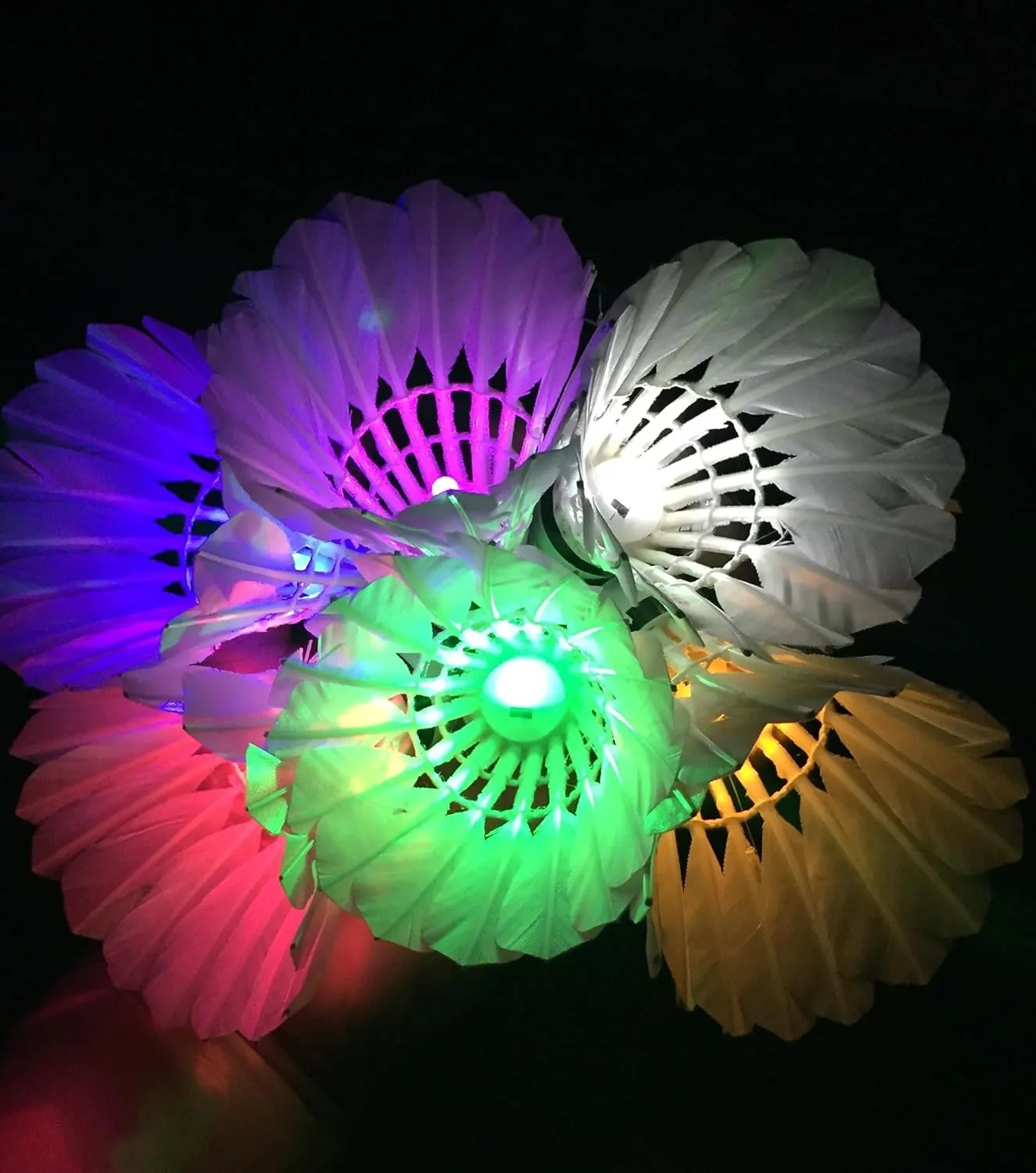 LED Badminton Shuttlecocks,Lighting Birdies,Glow in The Dark Birdie Balls for Baseball Backyards Practice, Light Up Birdies for Outdoor Indoor Sports Activities,Pack of 4/5/6