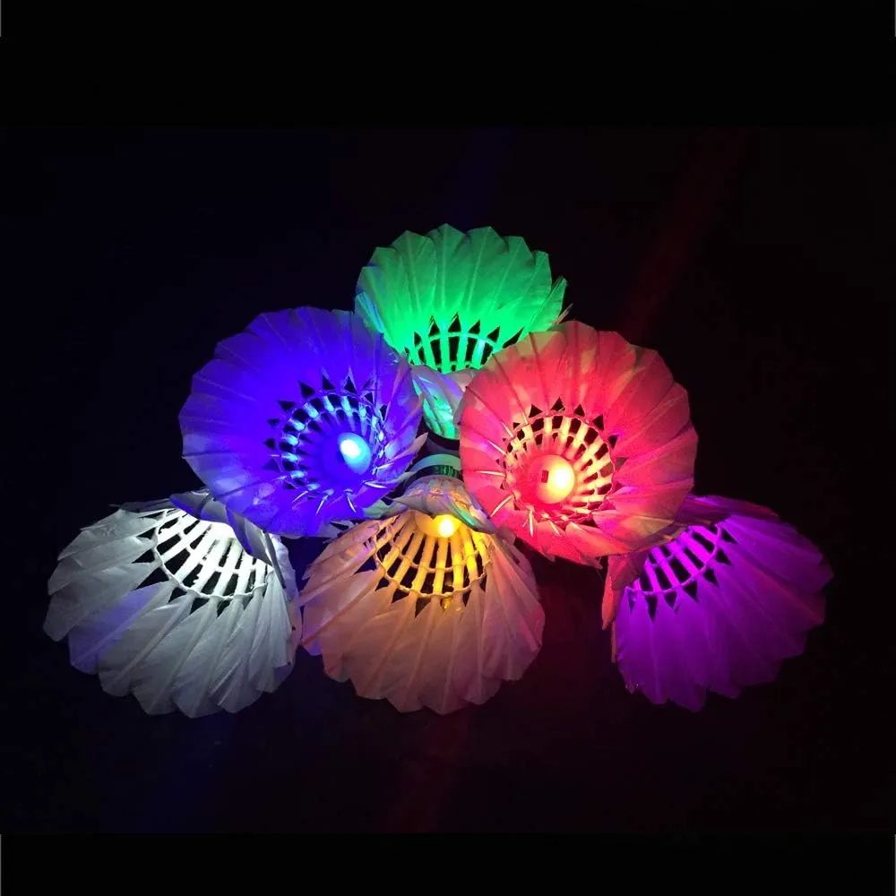 LED Badminton Shuttlecocks,Lighting Birdies,Glow in The Dark Birdie Balls for Baseball Backyards Practice, Light Up Birdies for Outdoor Indoor Sports Activities,Pack of 4/5/6