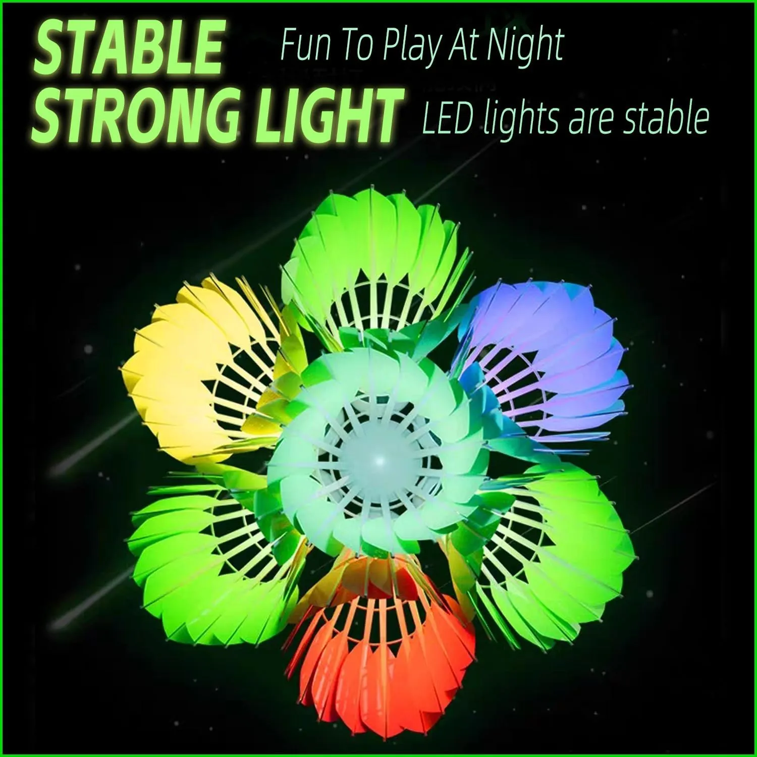 LED Badminton Shuttlecocks,Lighting Birdies,Glow in The Dark Birdie Balls for Baseball Backyards Practice, Light Up Birdies for Outdoor Indoor Sports Activities,Pack of 4/5/6