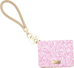 Lilly Pulitzer Snap ID Card Case, Cute Pink Keychain Wallet, Slim Credit Card Holder with Wristlet Strap, Conch Shell Pink Zee Bebe