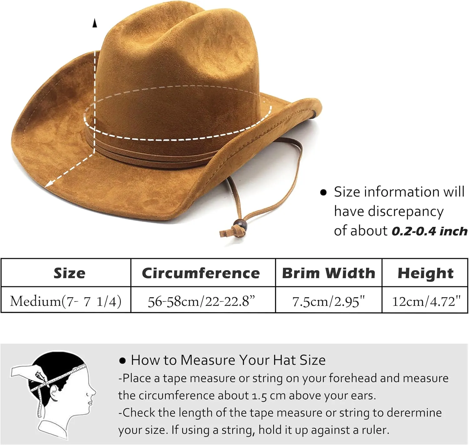 Lisianthus Women Men Wide Brim Suede Western Cowboy Cowgirl Hat with Wind Lanyard
