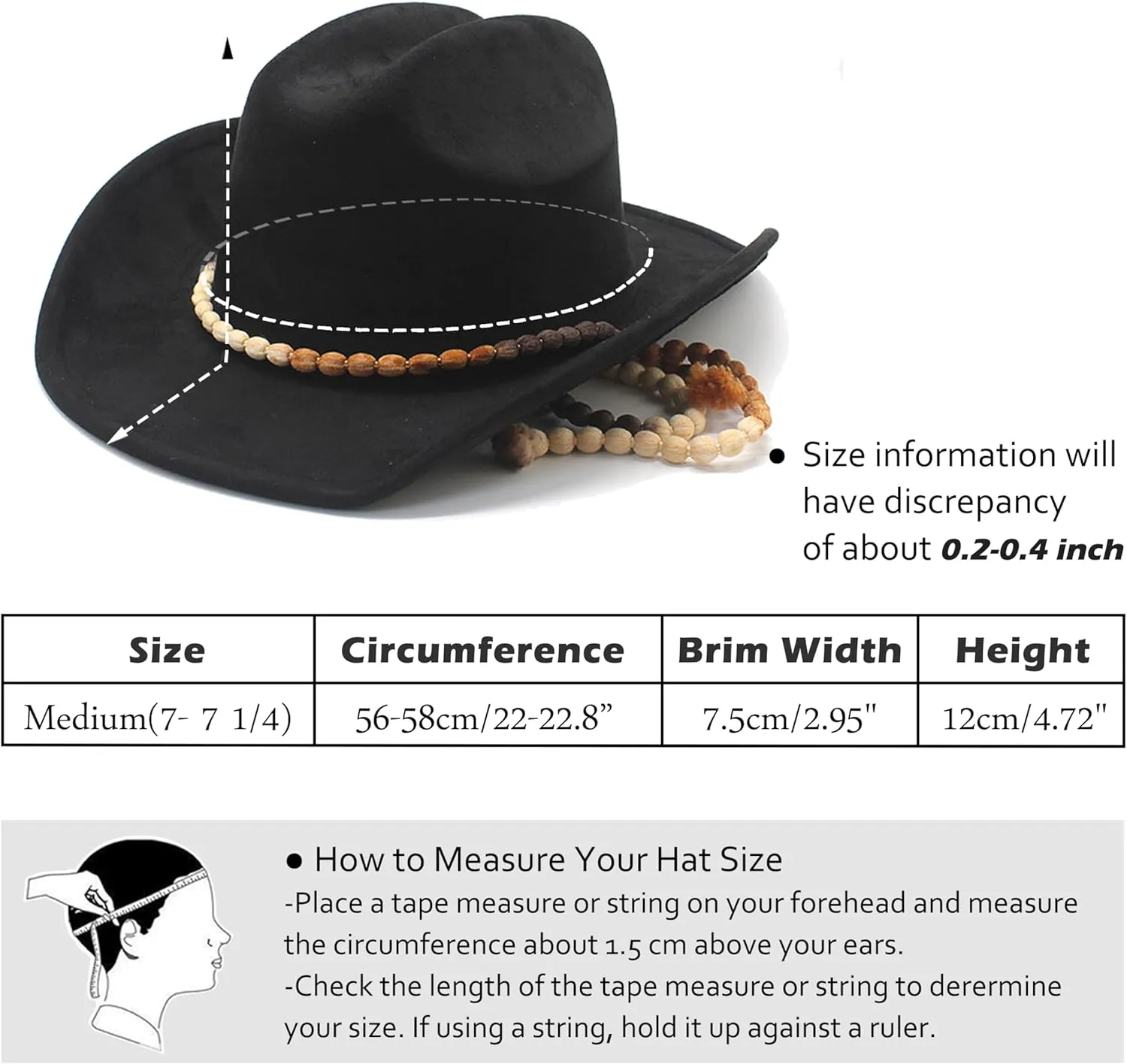 Lisianthus Women Men Wide Brim Suede Western Cowboy Cowgirl Hat with Wind Lanyard
