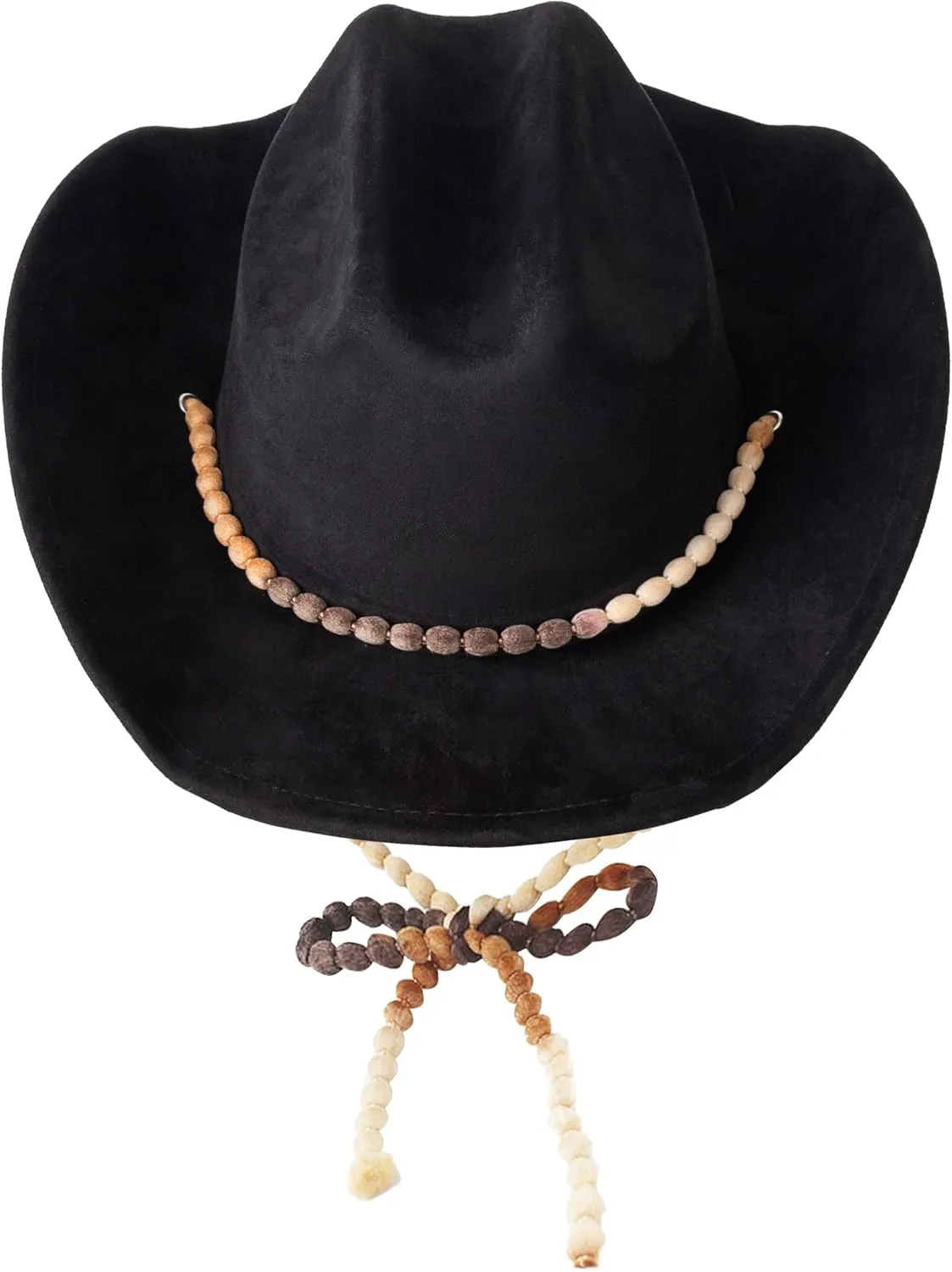 Lisianthus Women Men Wide Brim Suede Western Cowboy Cowgirl Hat with Wind Lanyard
