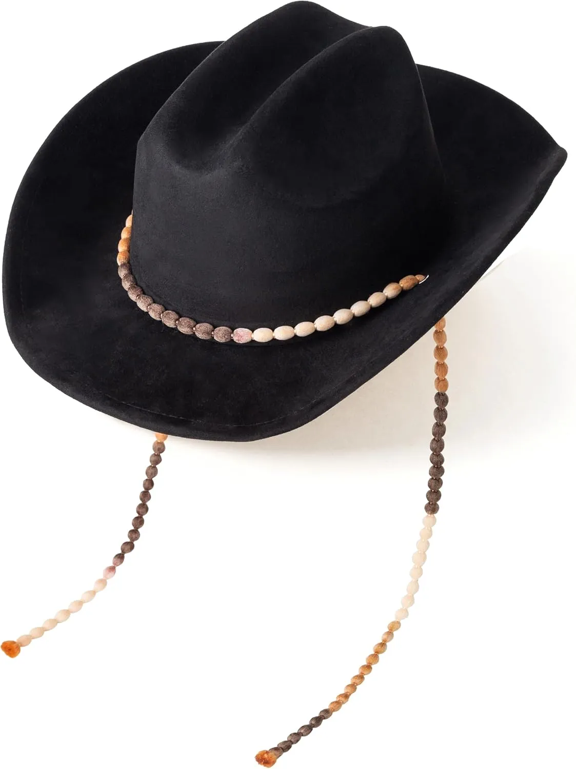 Lisianthus Women Men Wide Brim Suede Western Cowboy Cowgirl Hat with Wind Lanyard