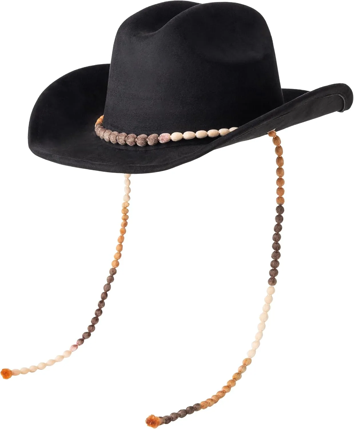 Lisianthus Women Men Wide Brim Suede Western Cowboy Cowgirl Hat with Wind Lanyard